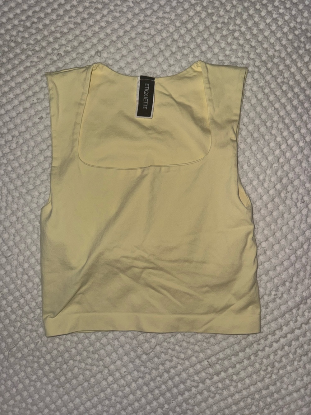 Pale Yellow Sleeveless Square Neck cropped top